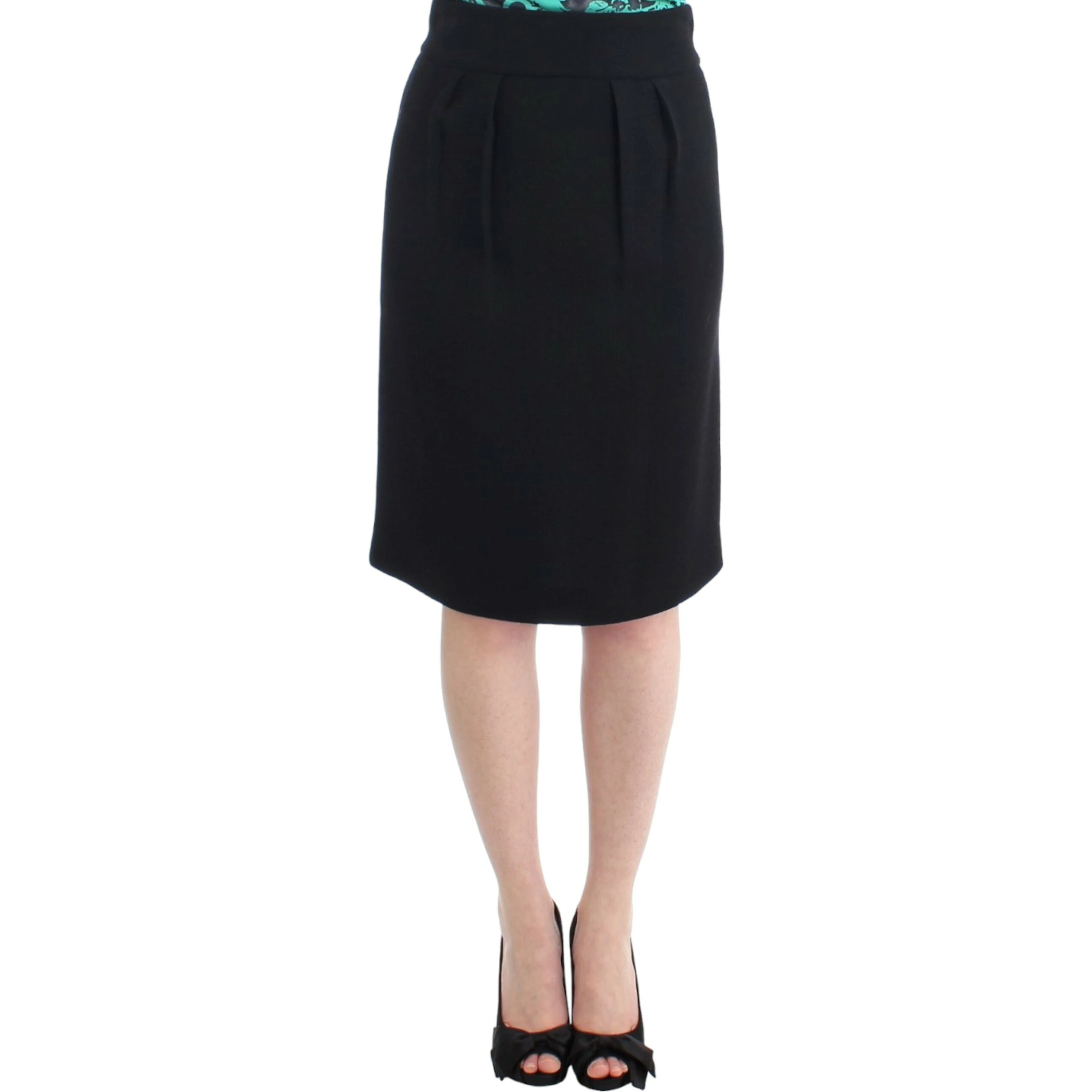 Black wool pencil skirt