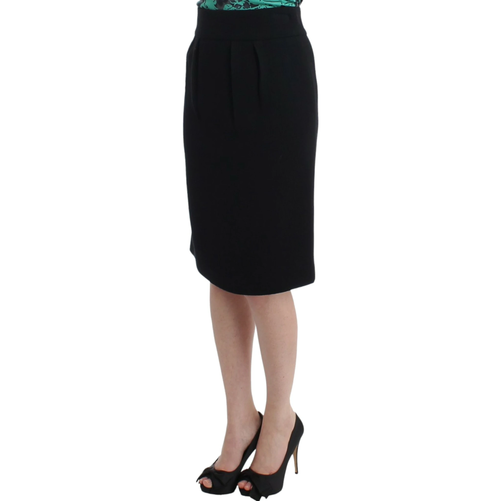Black wool pencil skirt