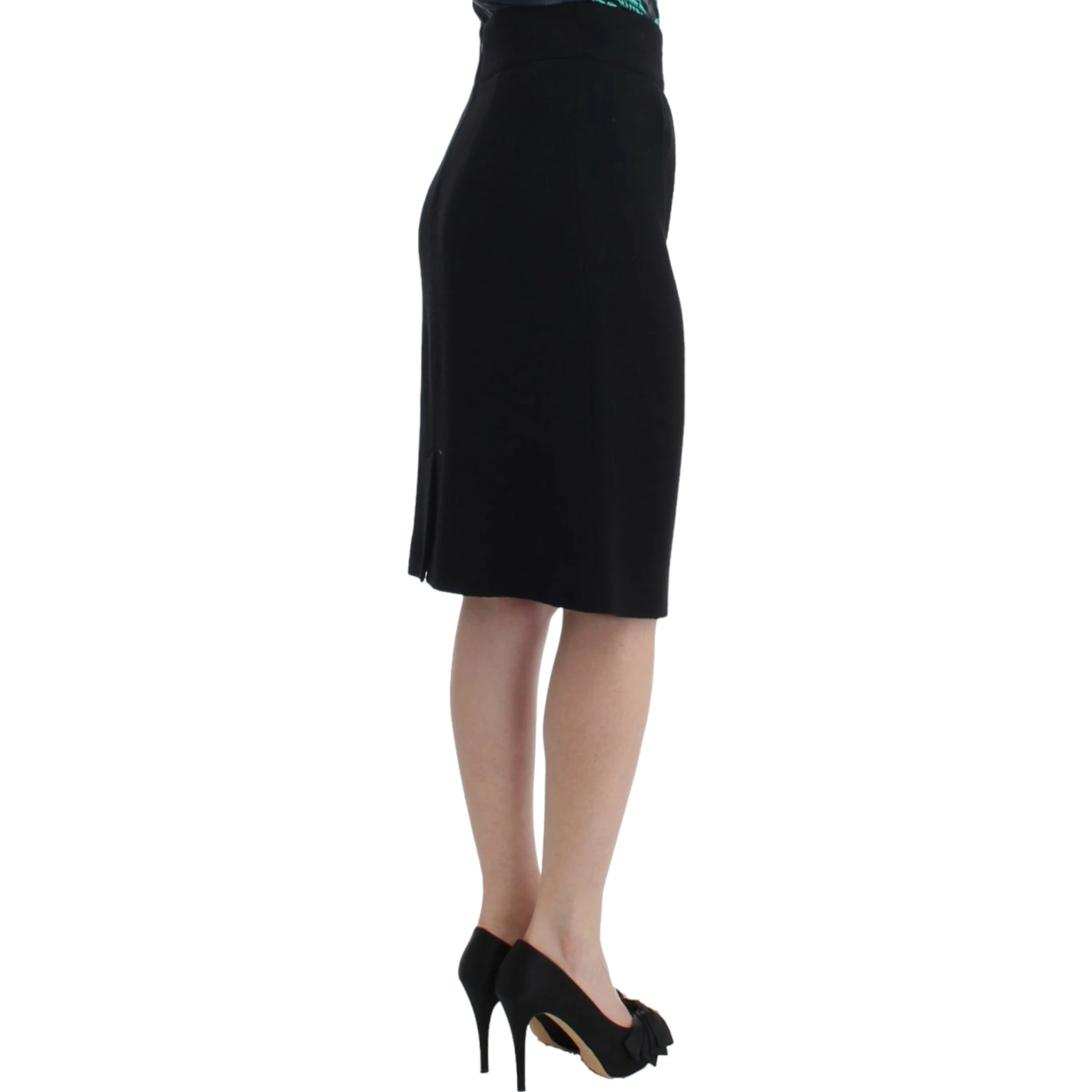 Black wool pencil skirt