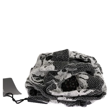 Black White Floral Lace Crystal Hair Claw