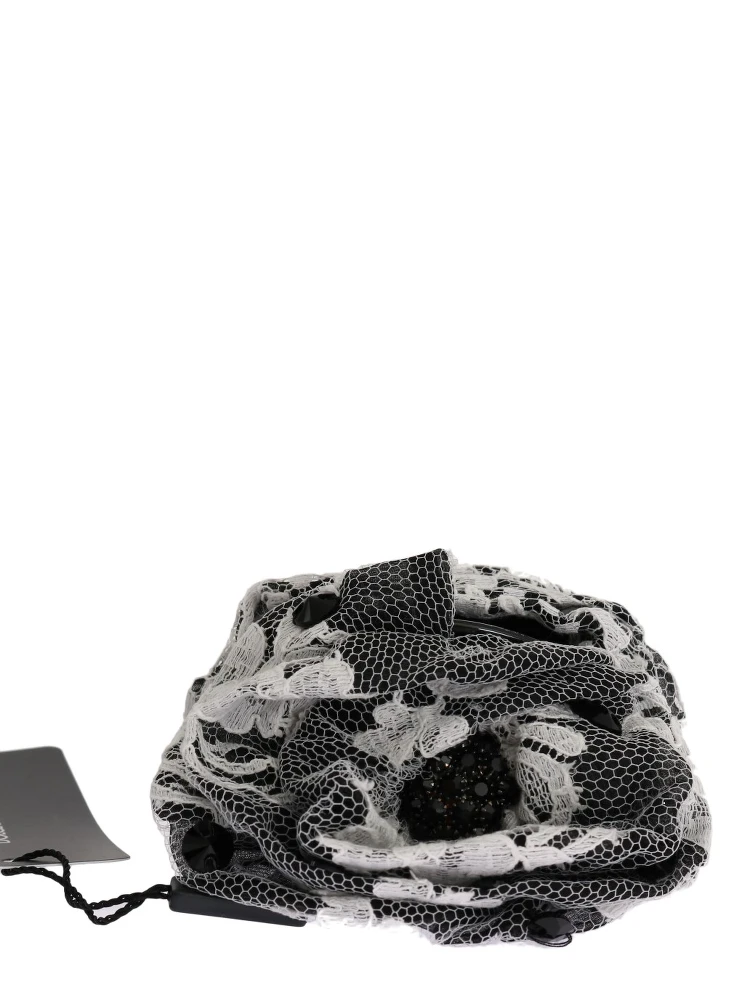 Black White Floral Lace Crystal Hair Claw