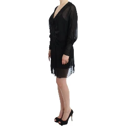 Black long sleeve silk dress