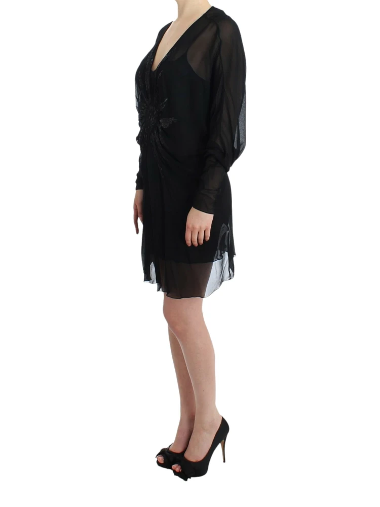 Black long sleeve silk dress alternative