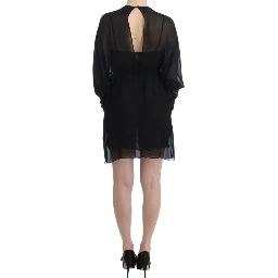 Black long sleeve silk dress