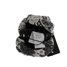 Black White Floral Lace Crystal Hair Claw