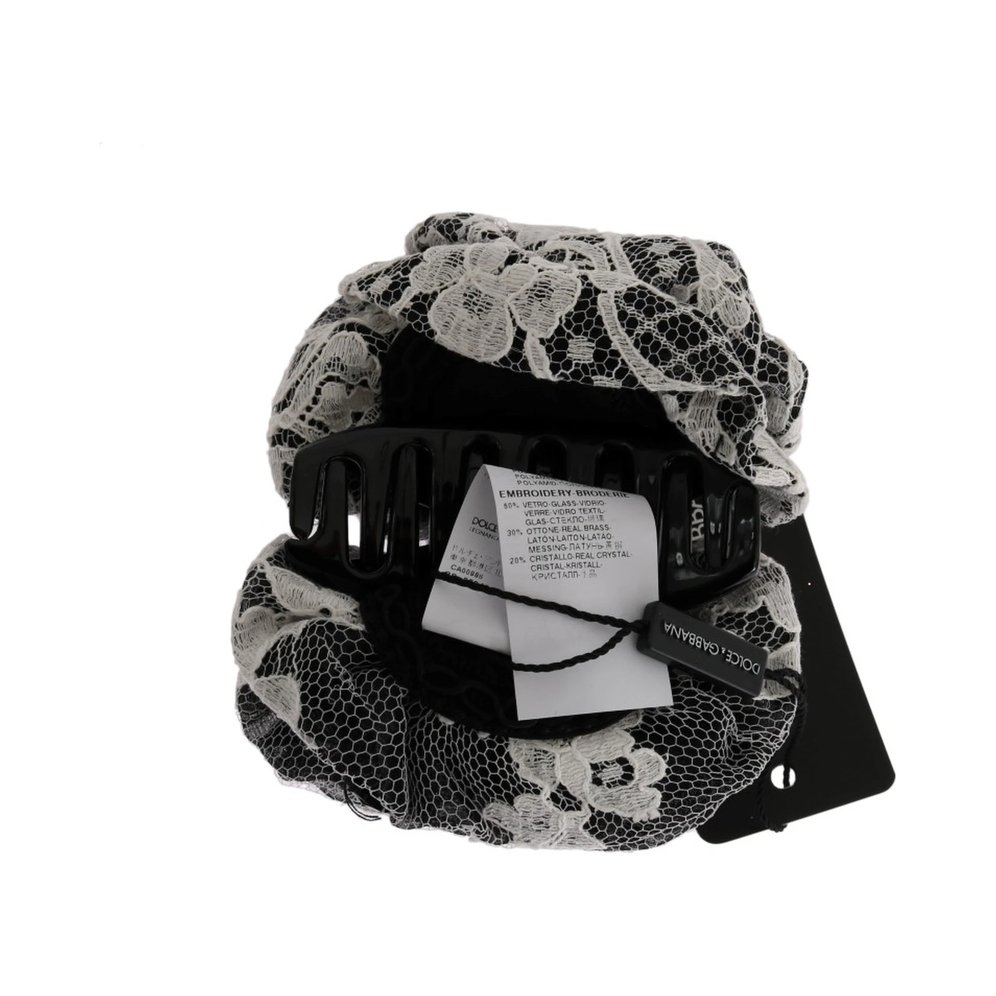 Black White Floral Lace Crystal Hair Claw