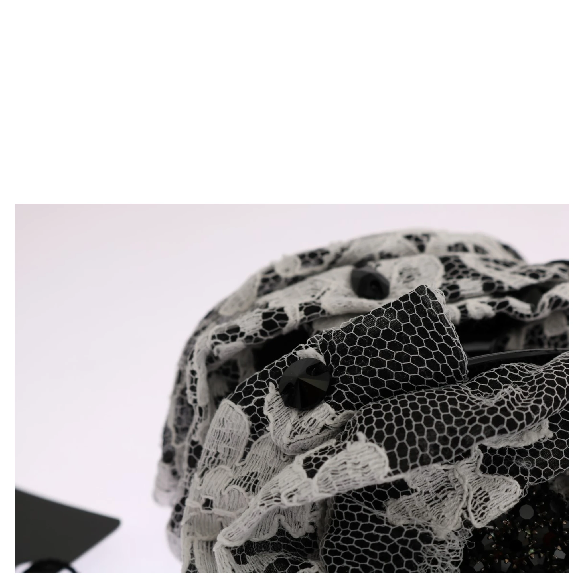 Black White Floral Lace Crystal Hair Claw