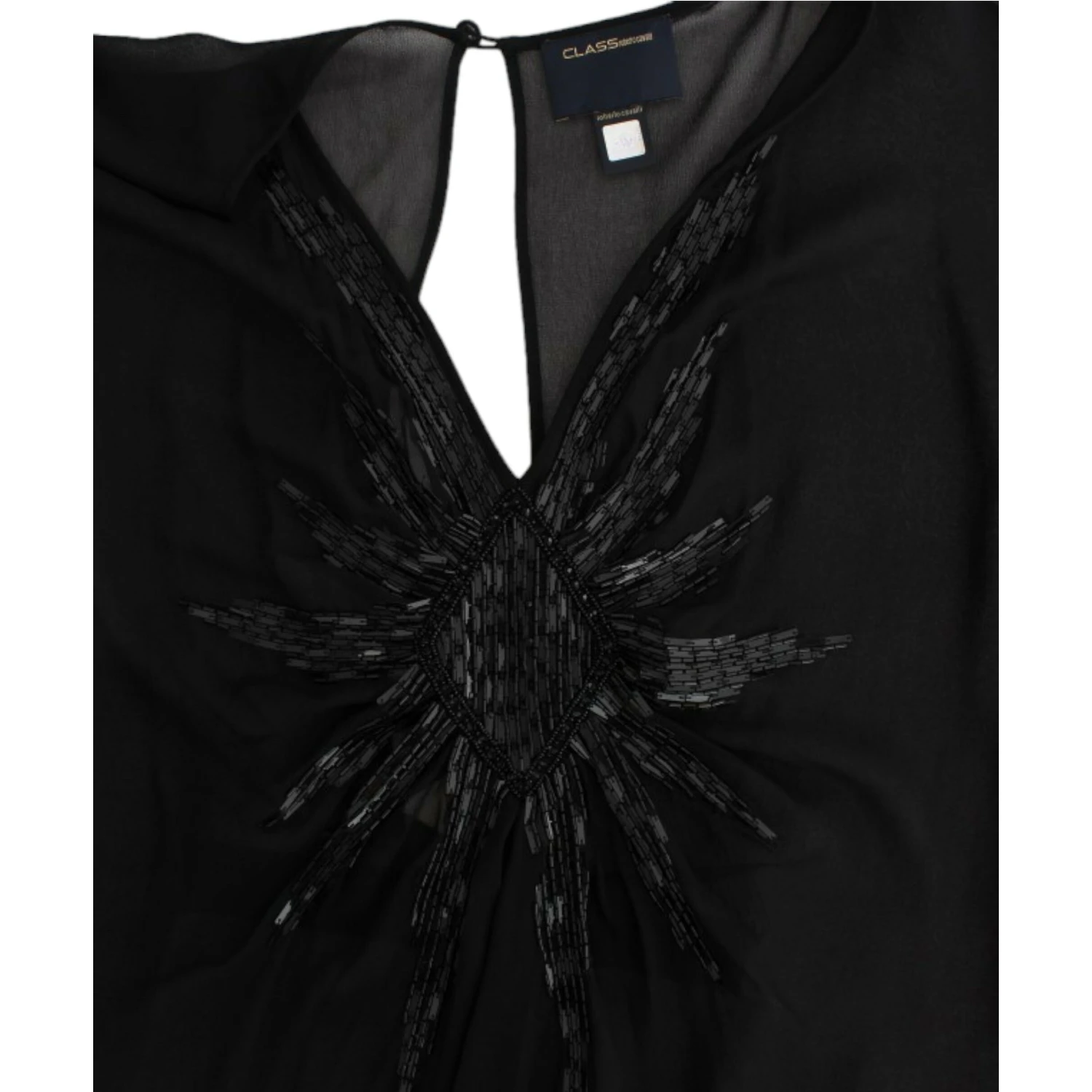 Black long sleeve silk dress