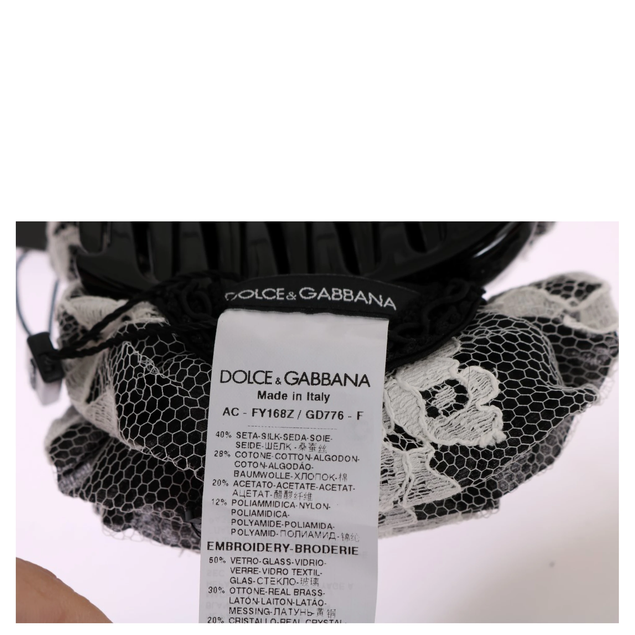 Black White Floral Lace Crystal Hair Claw