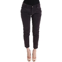 Brown Cotton Cropped Casual Pants