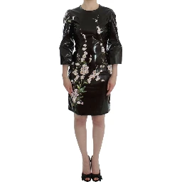 Black floral 3/4 Sleeve sheath dress