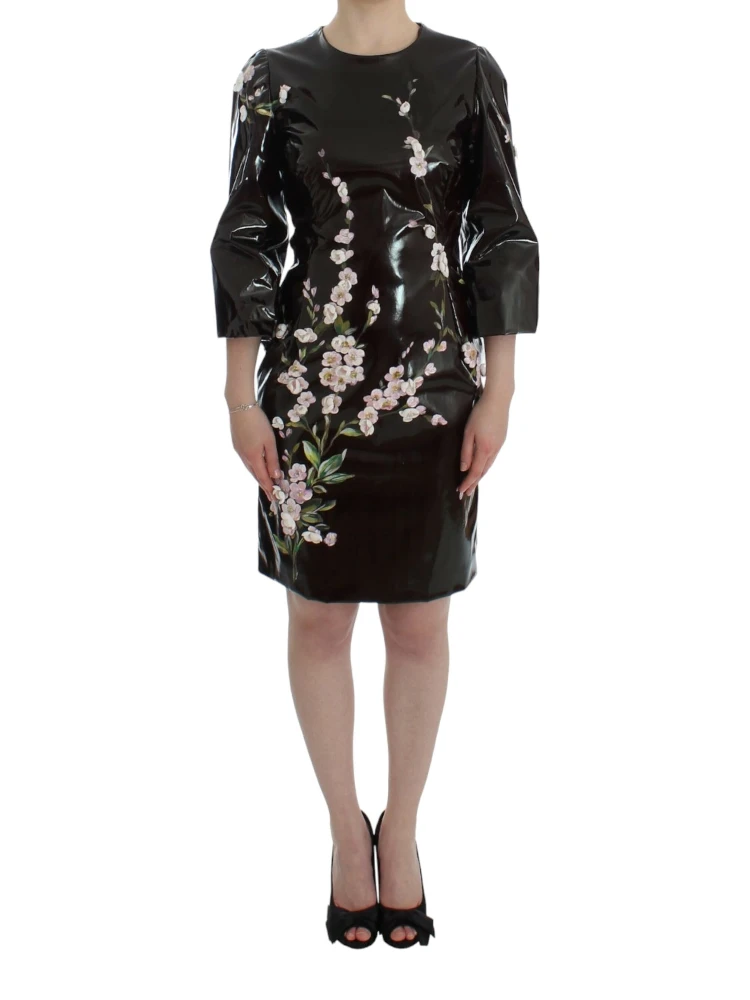 Black floral 3/4 Sleeve sheath dress