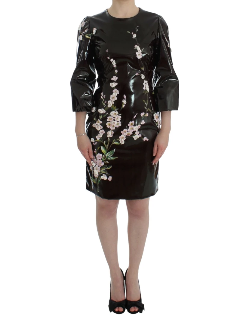 Black floral 3/4 Sleeve sheath dress