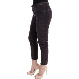 Brown Cotton Cropped Casual Pants