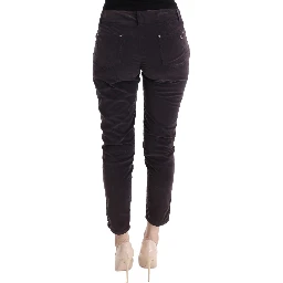 Brown Cotton Cropped Casual Pants