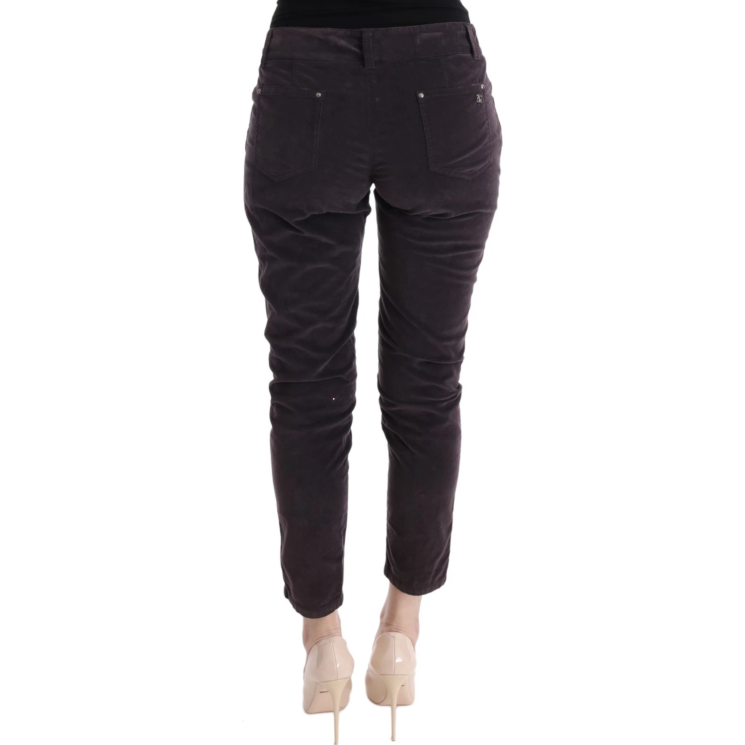 Brown Cotton Cropped Casual Pants