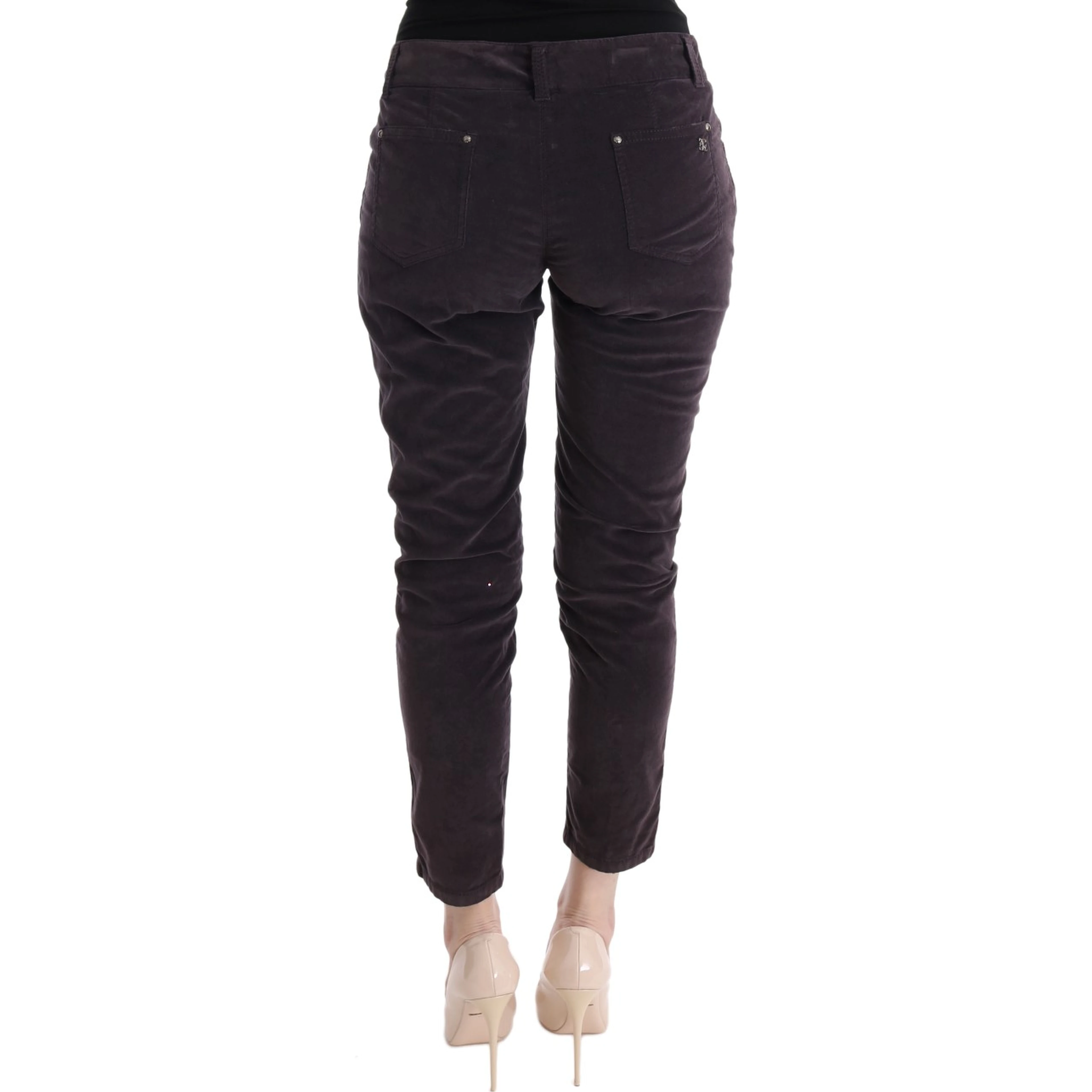Brown Cotton Cropped Casual Pants