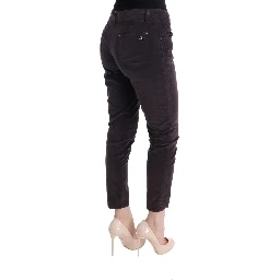 Brown Cotton Cropped Casual Pants
