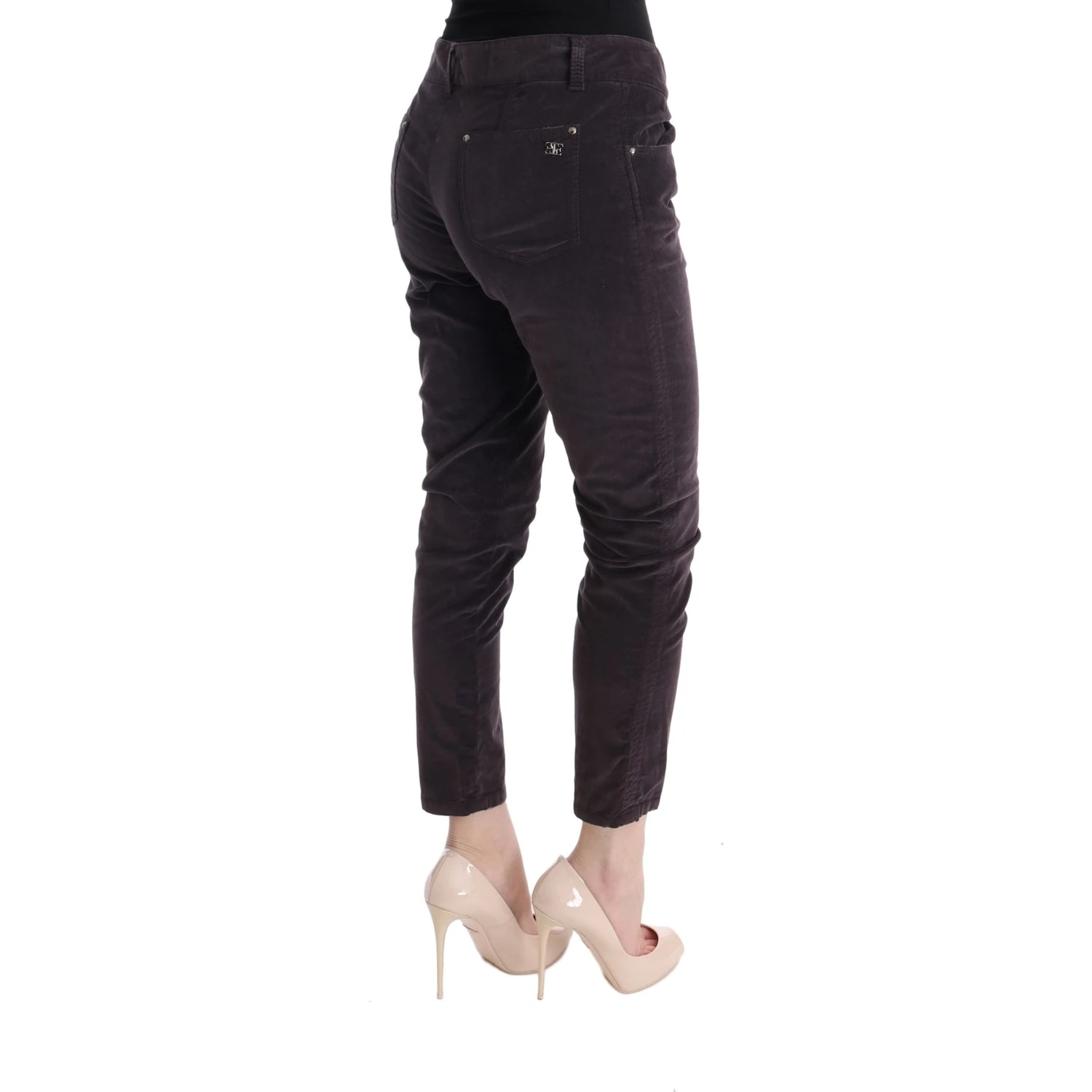 Brown Cotton Cropped Casual Pants