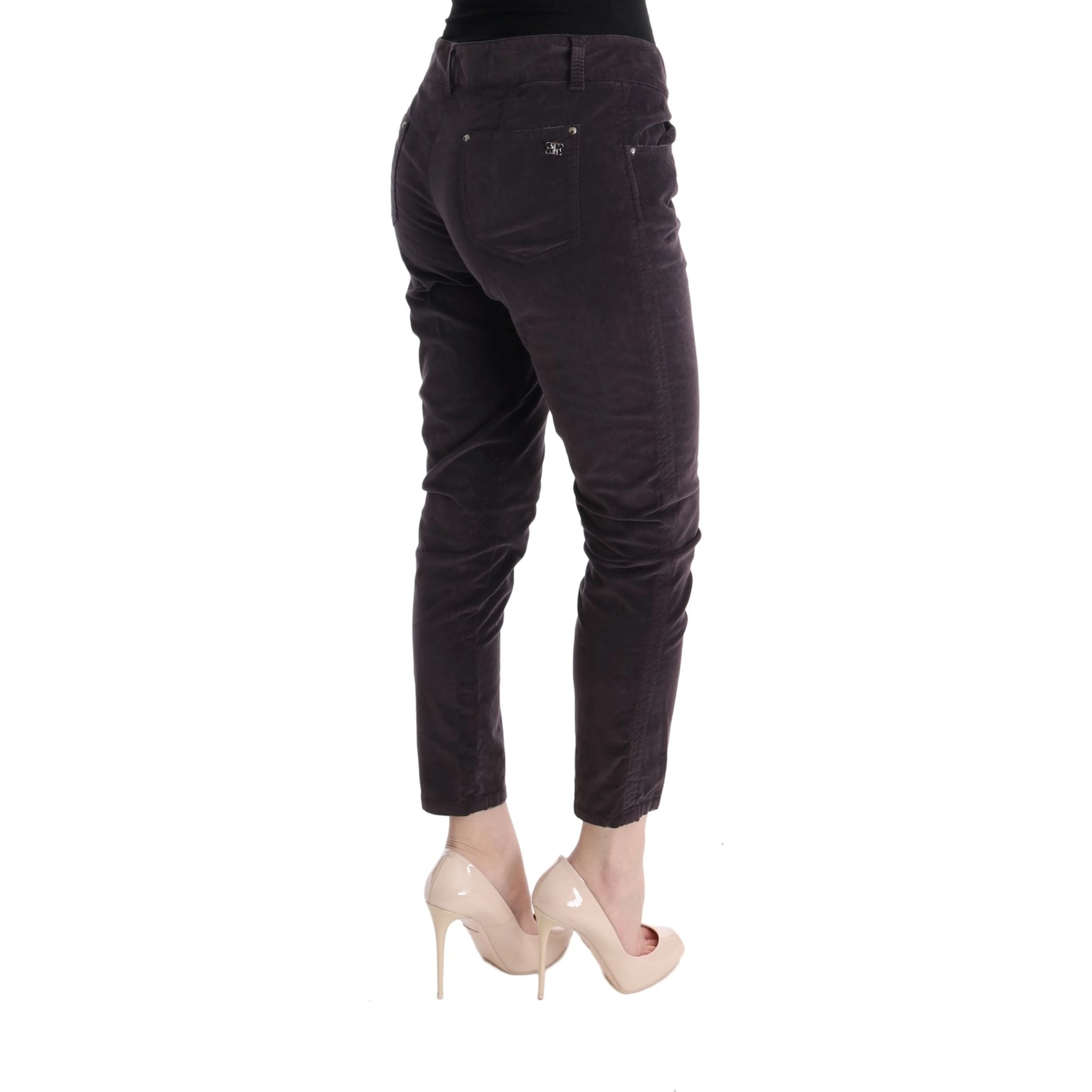 Brown Cotton Cropped Casual Pants