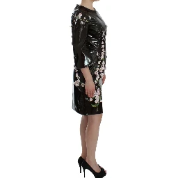 Black floral 3/4 Sleeve sheath dress