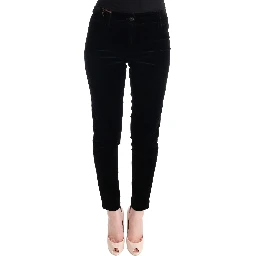 Black Viscose Blend Velvet Cropped Pants