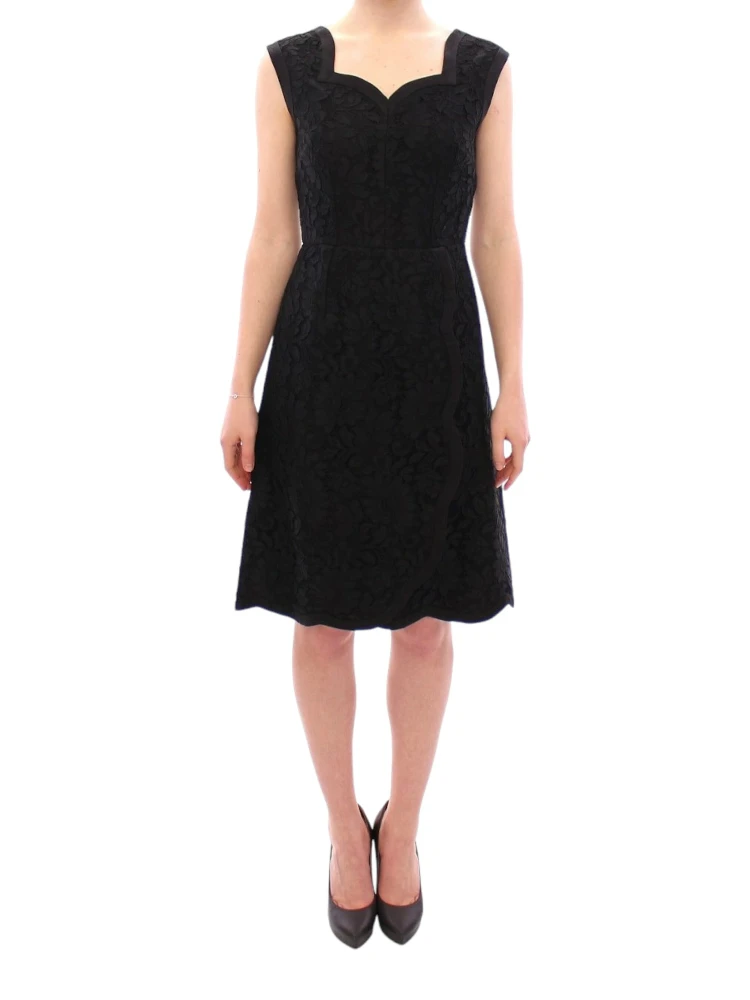 Black floral lace sicily runway dress