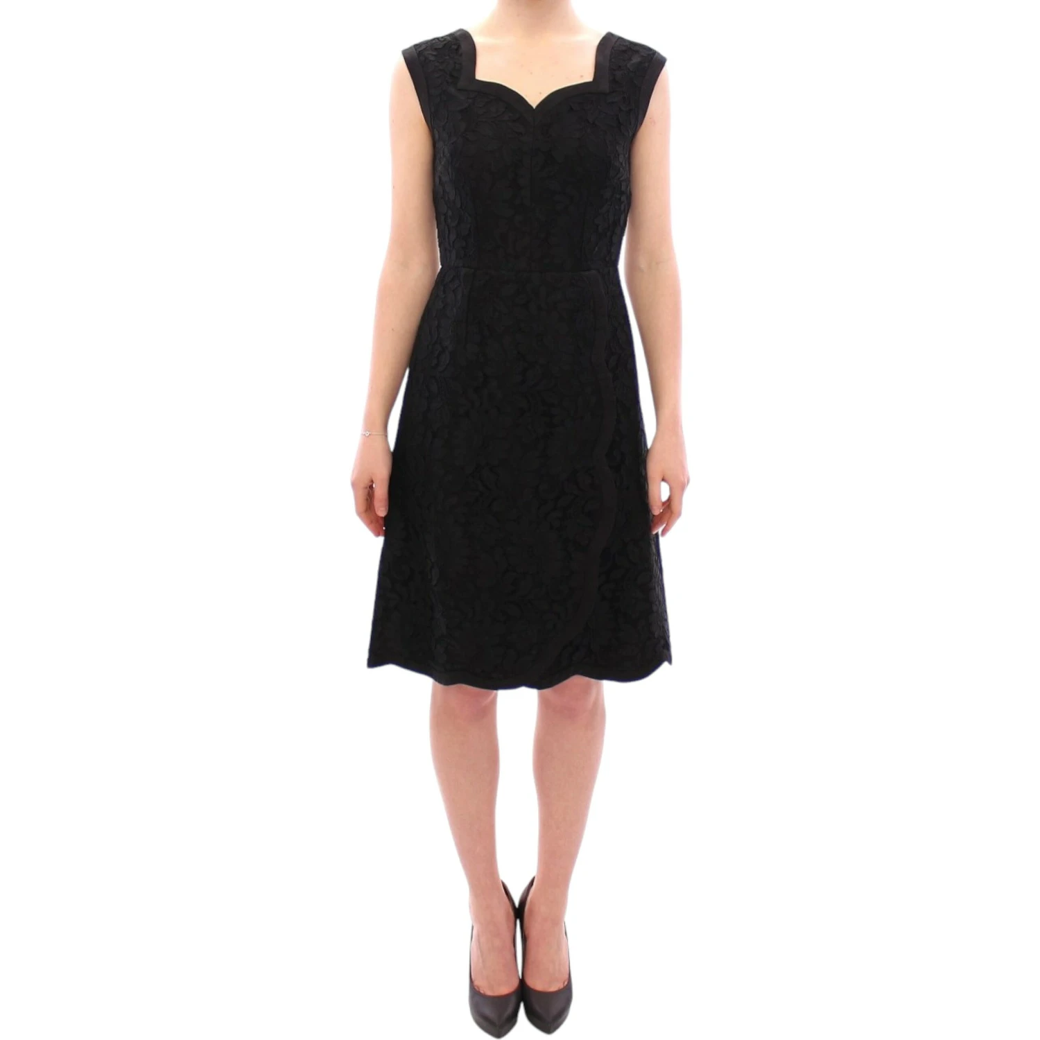 Black floral lace sicily runway dress
