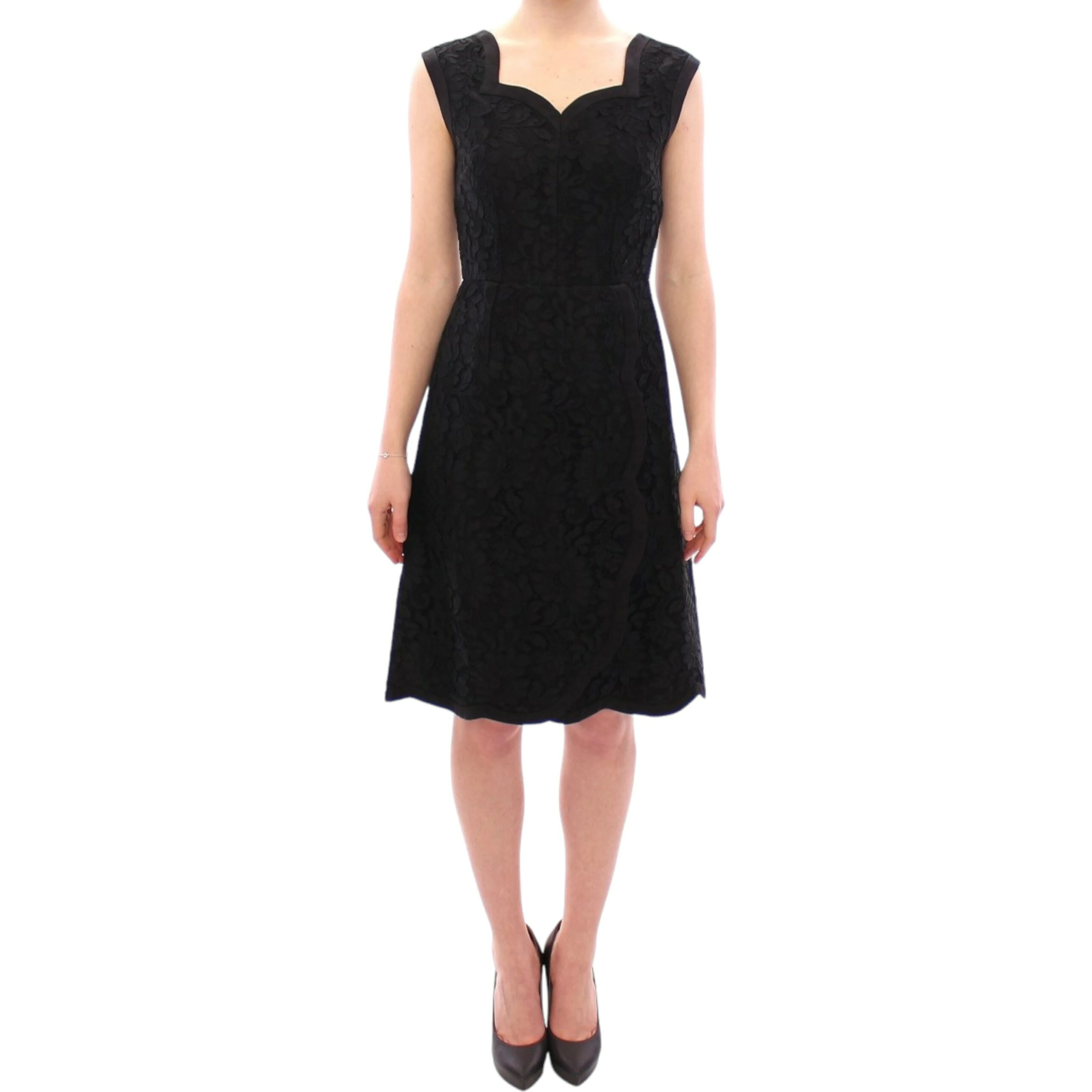 Black floral lace sicily runway dress