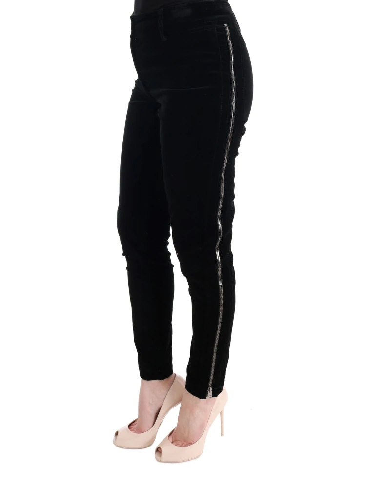Black Viscose Blend Velvet Cropped Pants alternative