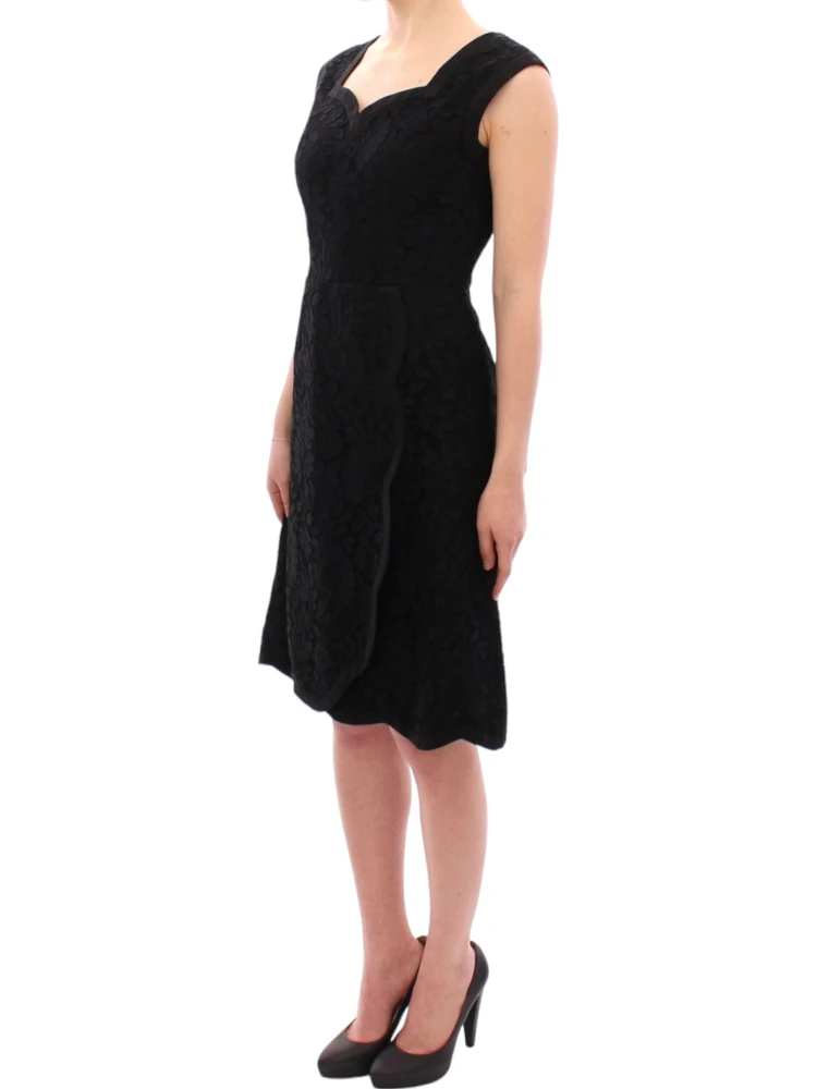 Black floral lace sicily runway dress alternative