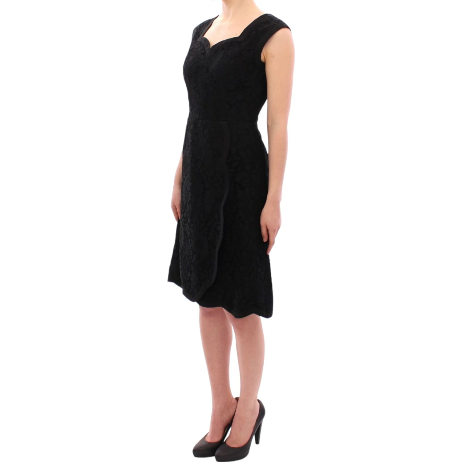 Black floral lace sicily runway dress