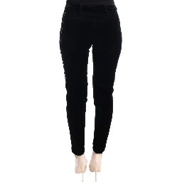 Black Viscose Blend Velvet Cropped Pants