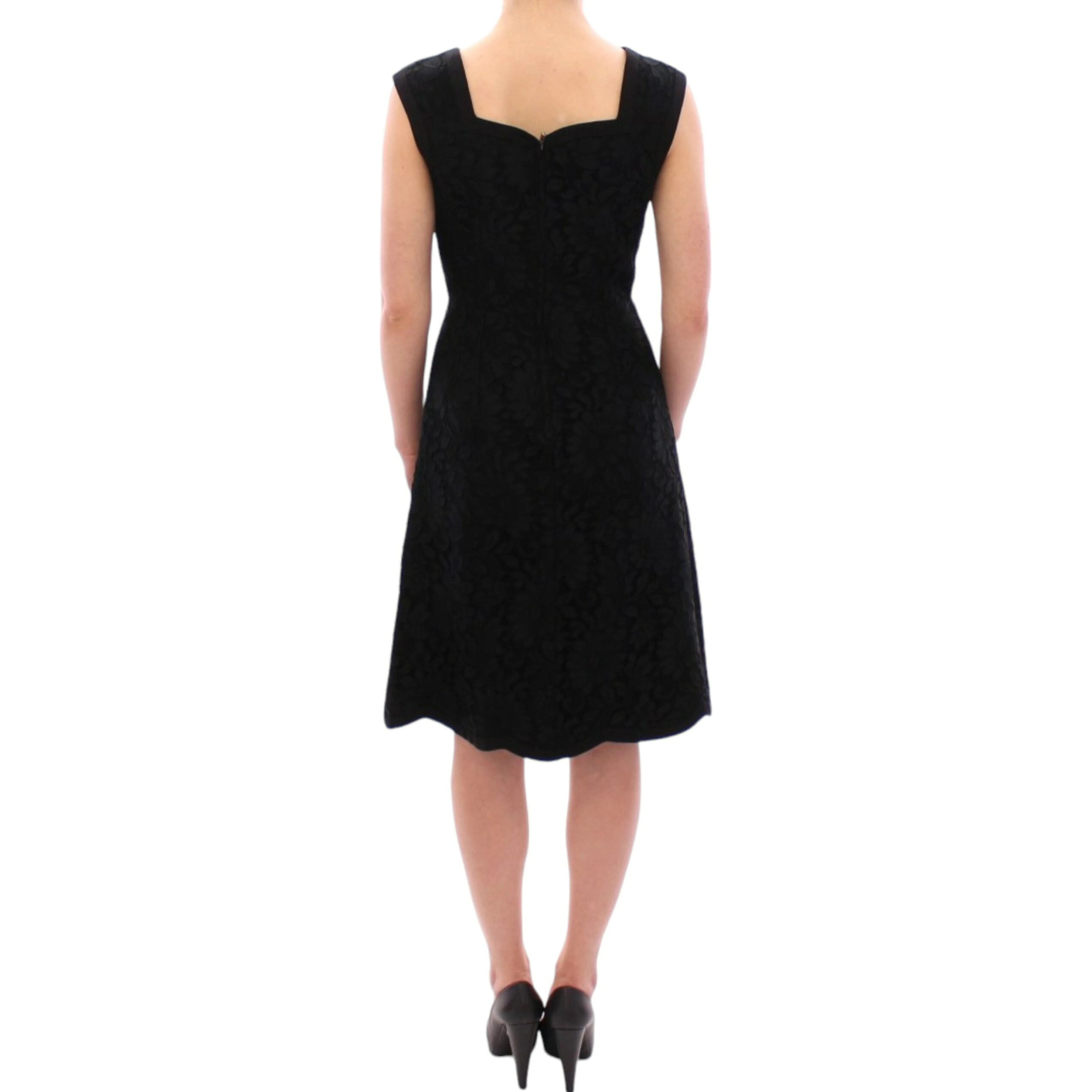Black floral lace sicily runway dress