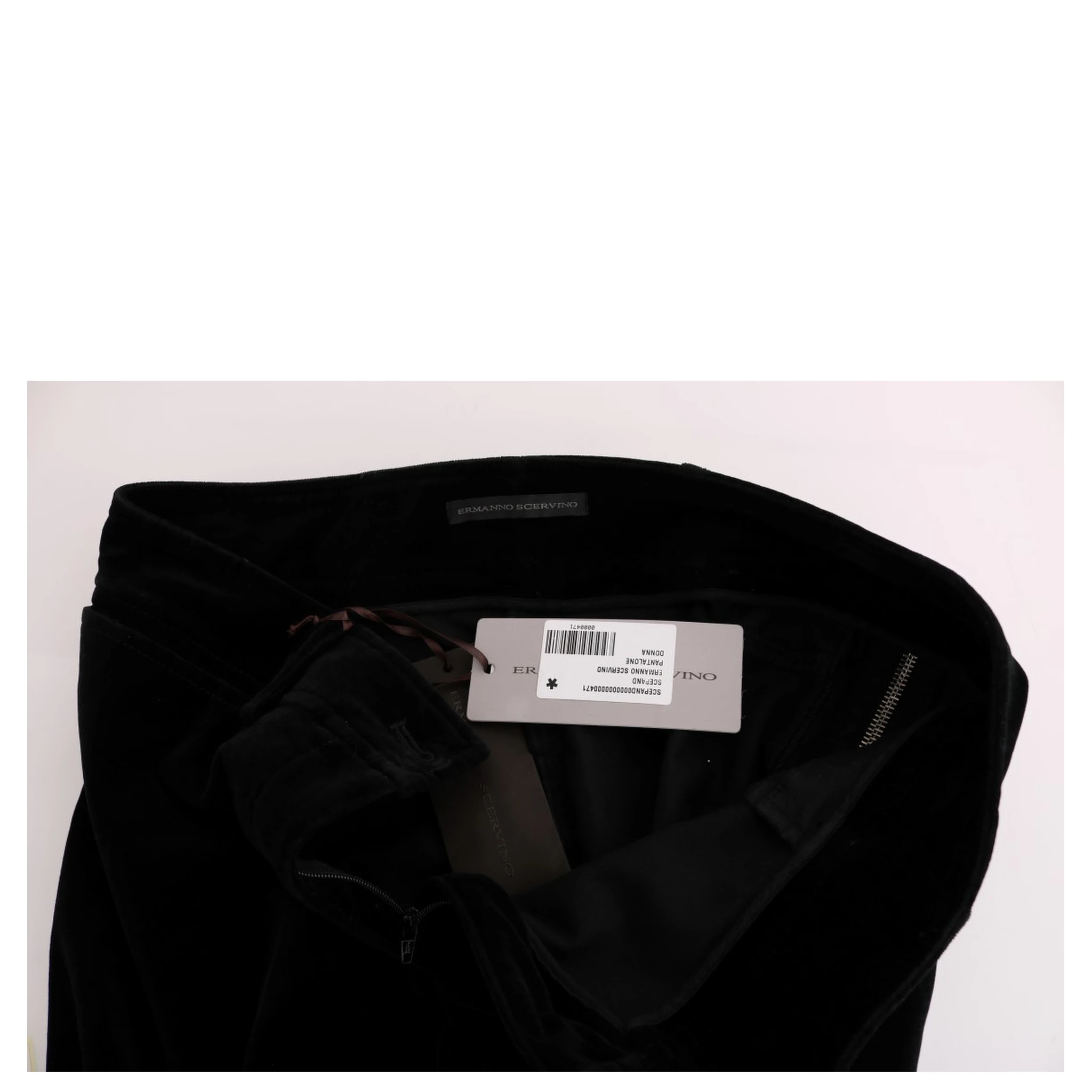 Black Viscose Blend Velvet Cropped Pants
