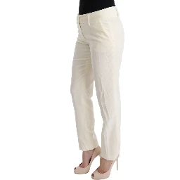 White Cotton Regular Fit Casual Pants
