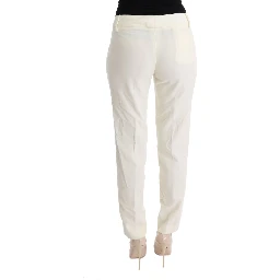 White Cotton Regular Fit Casual Pants