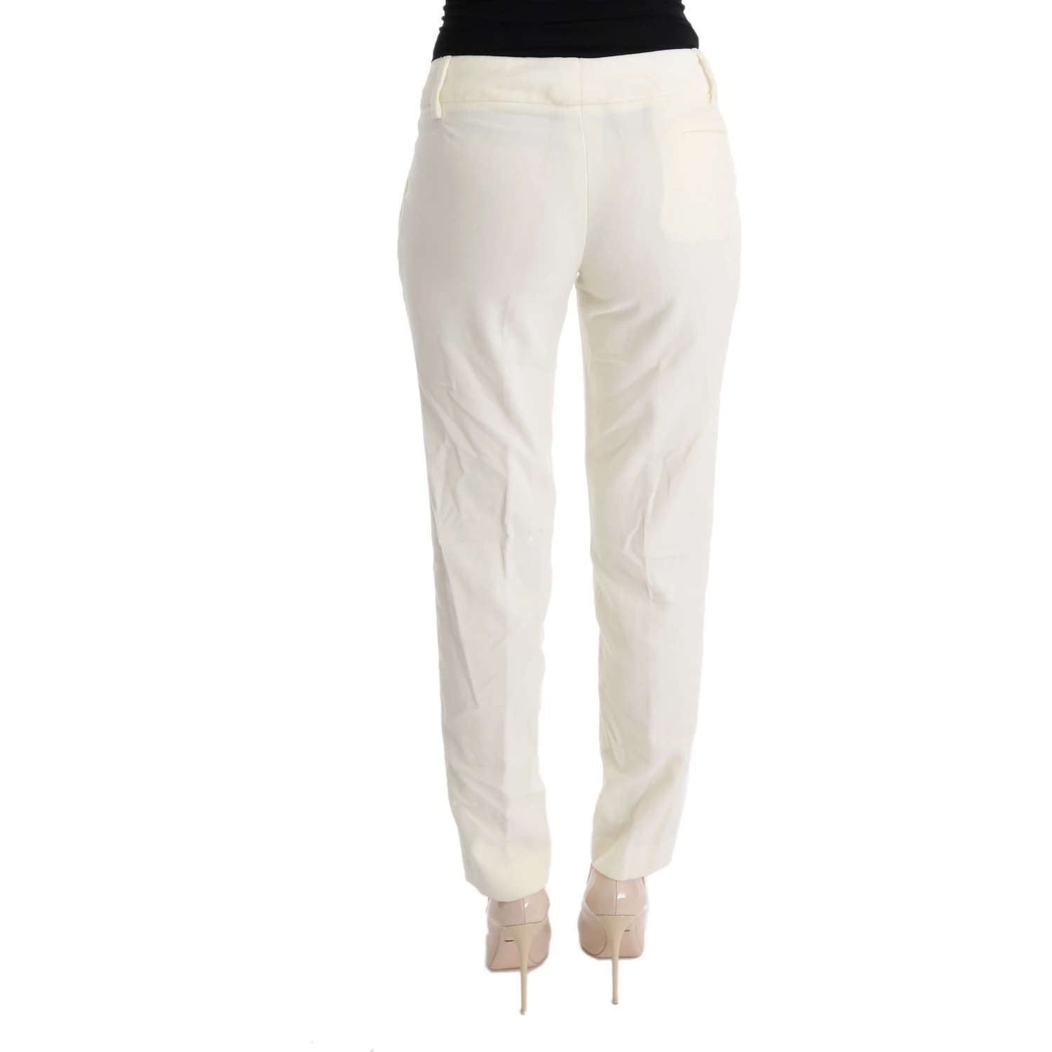 White Cotton Regular Fit Casual Pants