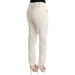White Cotton Regular Fit Casual Pants