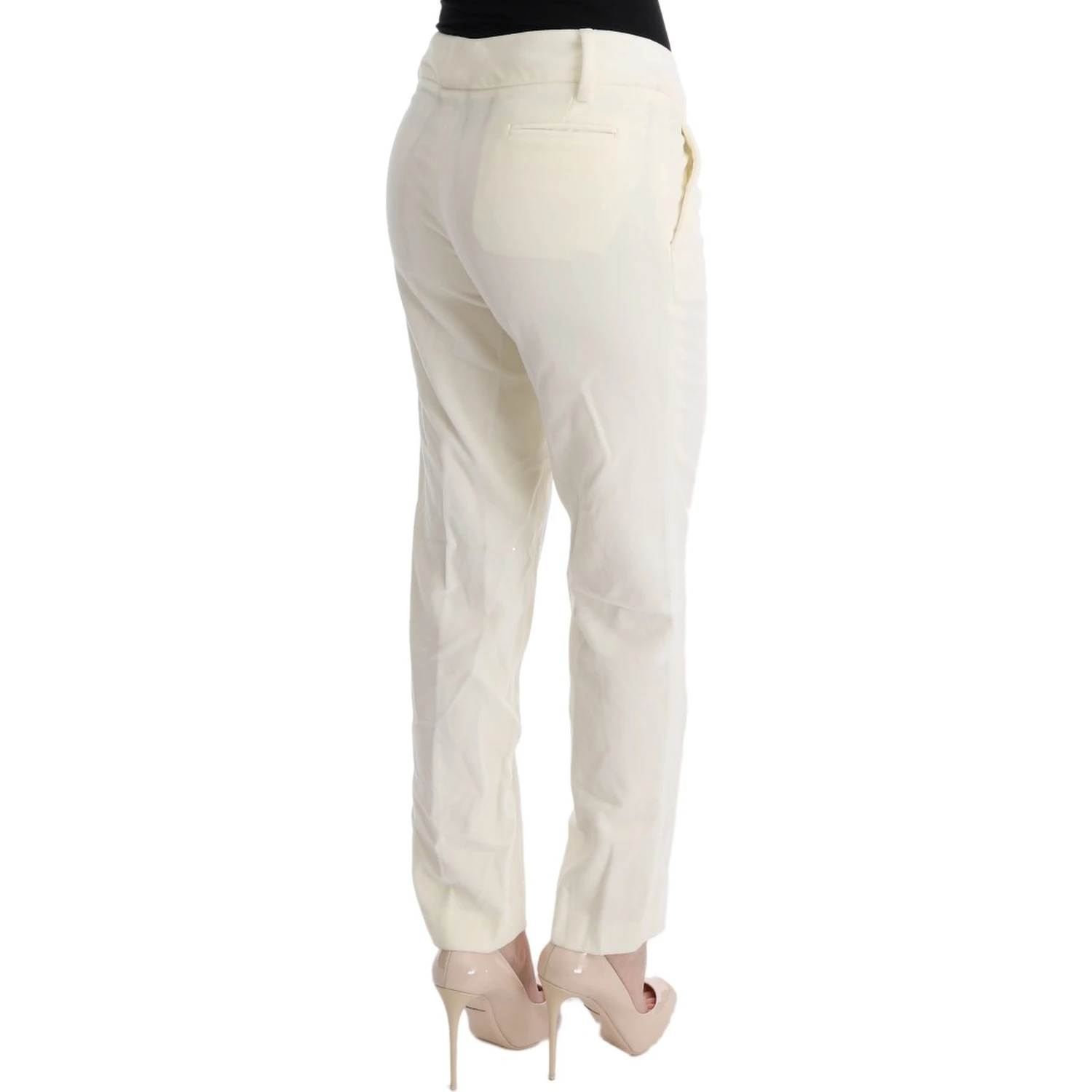 White Cotton Regular Fit Casual Pants