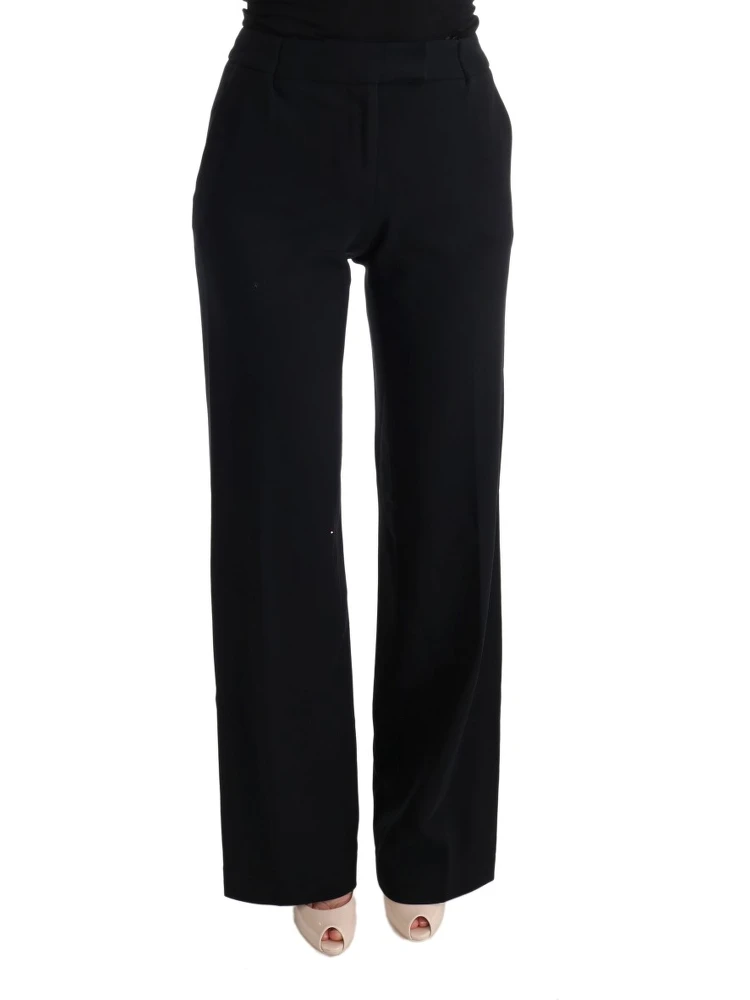 Black Viscose Flare Bootcut Pants