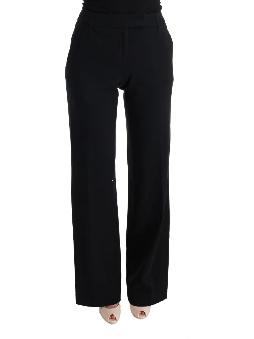 Black Viscose Flare Bootcut Pants