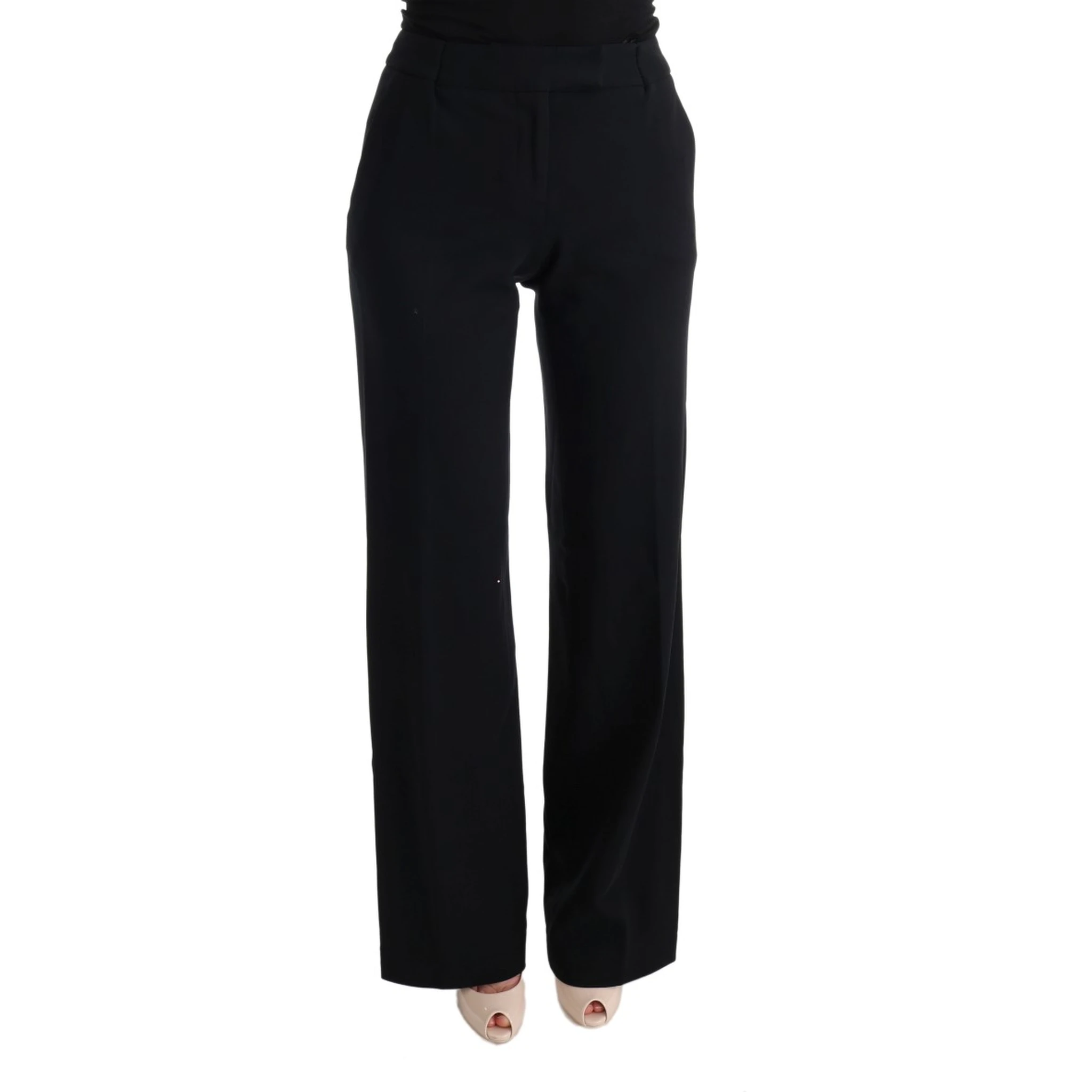 Black Viscose Flare Bootcut Pants