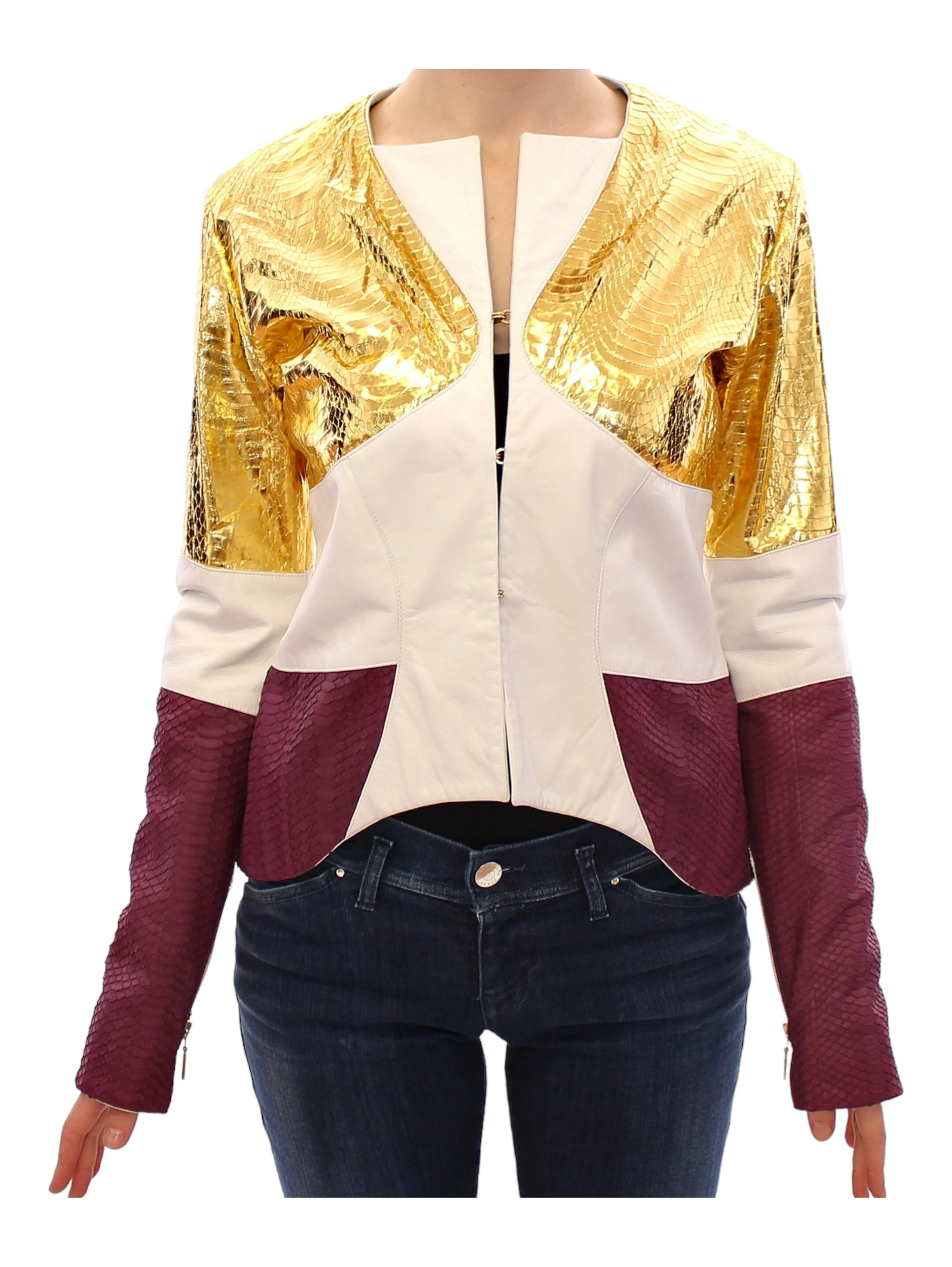 White Gold Purple Leather Jacket