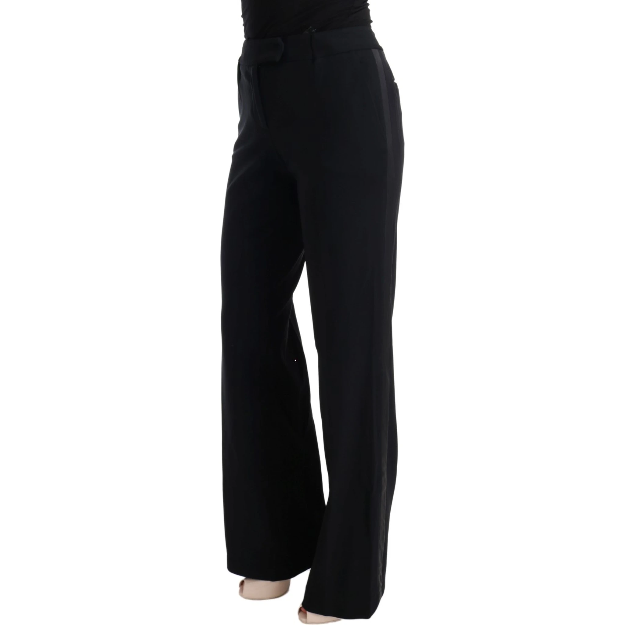 Black Viscose Flare Bootcut Pants