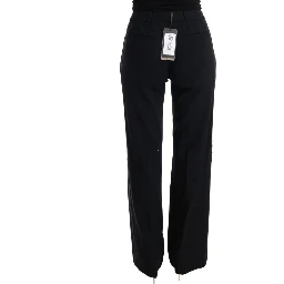 Black Viscose Flare Bootcut Pants