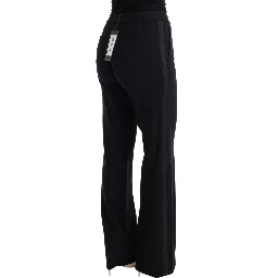 Black Viscose Flare Bootcut Pants
