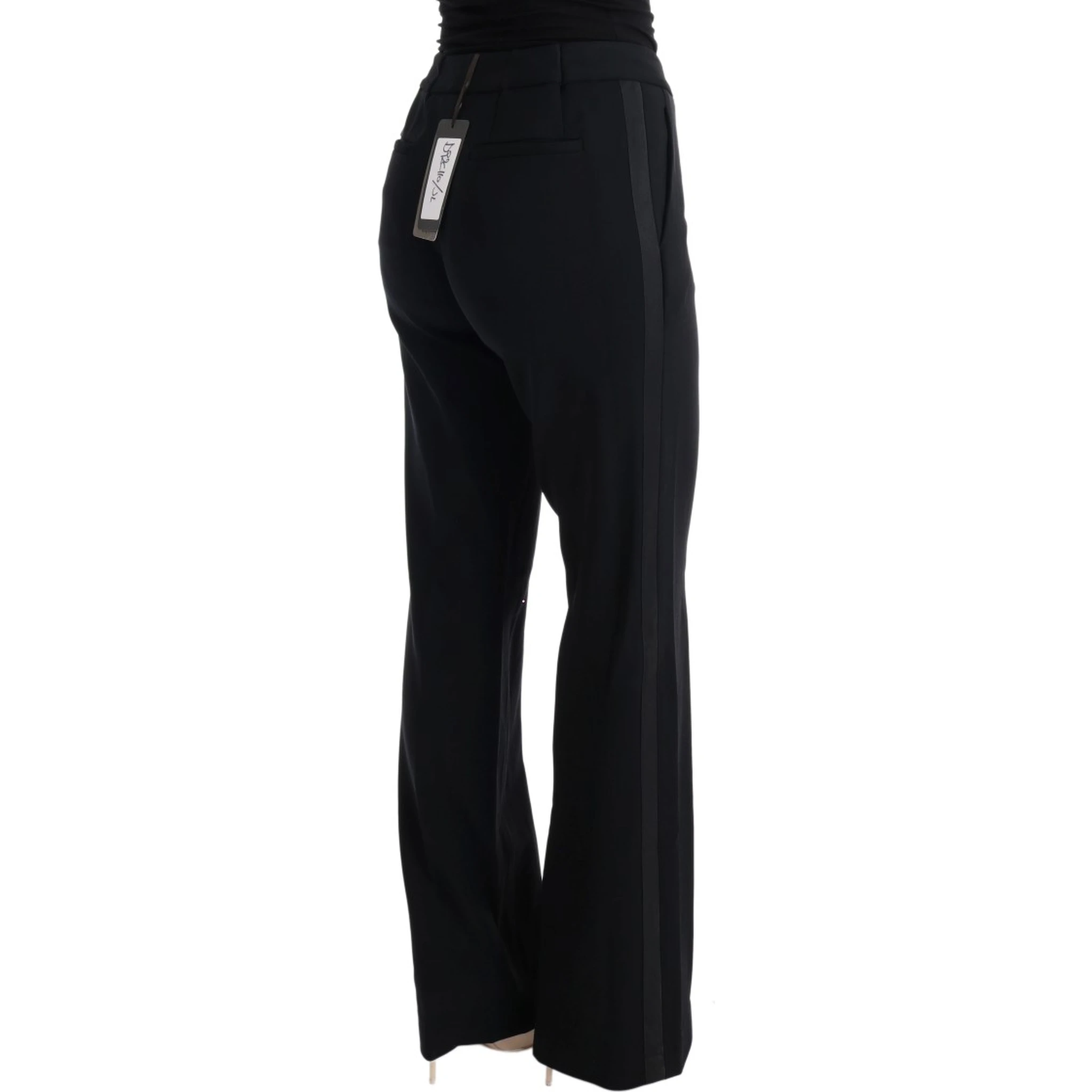 Black Viscose Flare Bootcut Pants