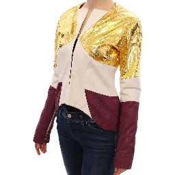 White Gold Purple Leather Jacket