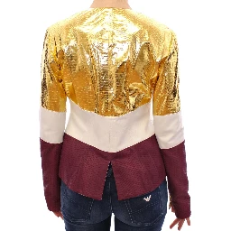 White Gold Purple Leather Jacket